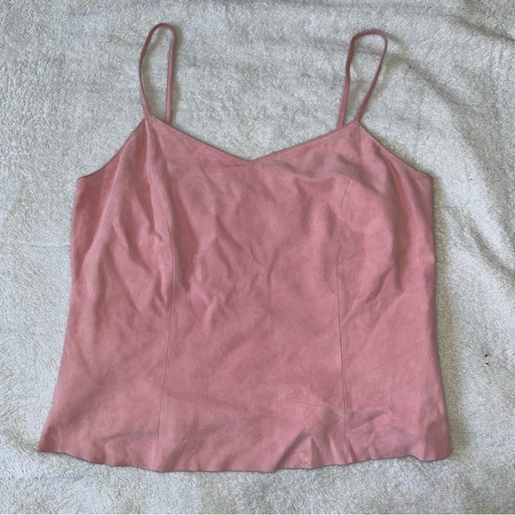 Vintage Ann Taylor Pink Suede Leather Top - Picture 1 of 16
